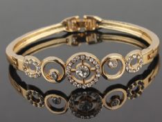 18k Gold Plated Round Clear Austrian Crystal Wrist Bracelet Bangle Jewelry